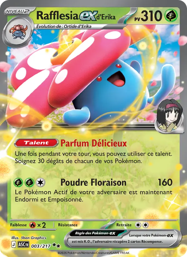 003/217 - Rafflesia EX d'Erika — Carte Pokémon Héros Transcendants 003/217