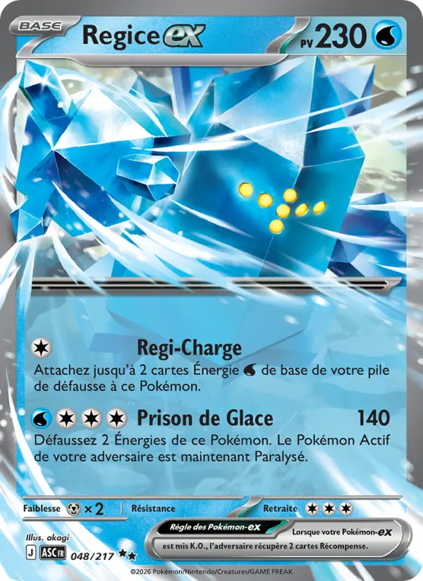048/217 - Regice EX — Carte Pokémon Héros Transcendants 048/217