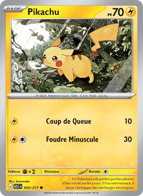 055/217 - Pikachu — Carte Pokémon Héros Transcendants 055/217