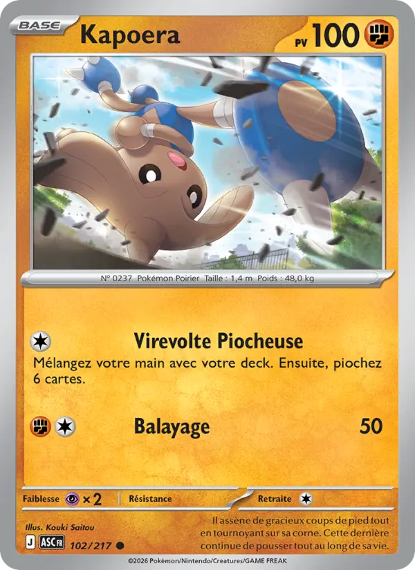 102/217 - Kapoera — Carte Pokémon Héros Transcendants 102/217
