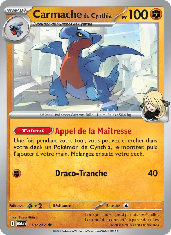 Carmache de Cynthia — Carte Pokémon 110 Héros Transcendants