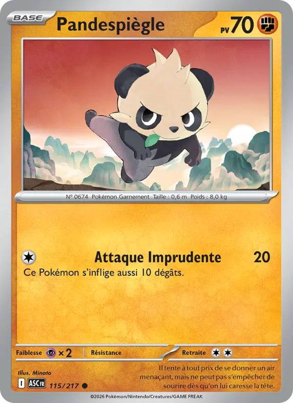 115/217 - Pandespiègle — Carte Pokémon Héros Transcendants 115/217