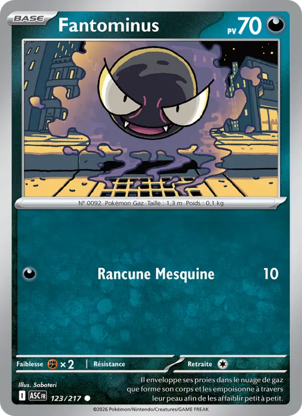 123/217 - Fantominus — Carte Pokémon Héros Transcendants 123/217