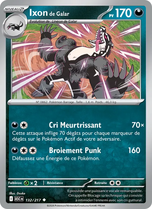 132/217 - Ixon de Galar — Carte Pokémon Héros Transcendants 132/217