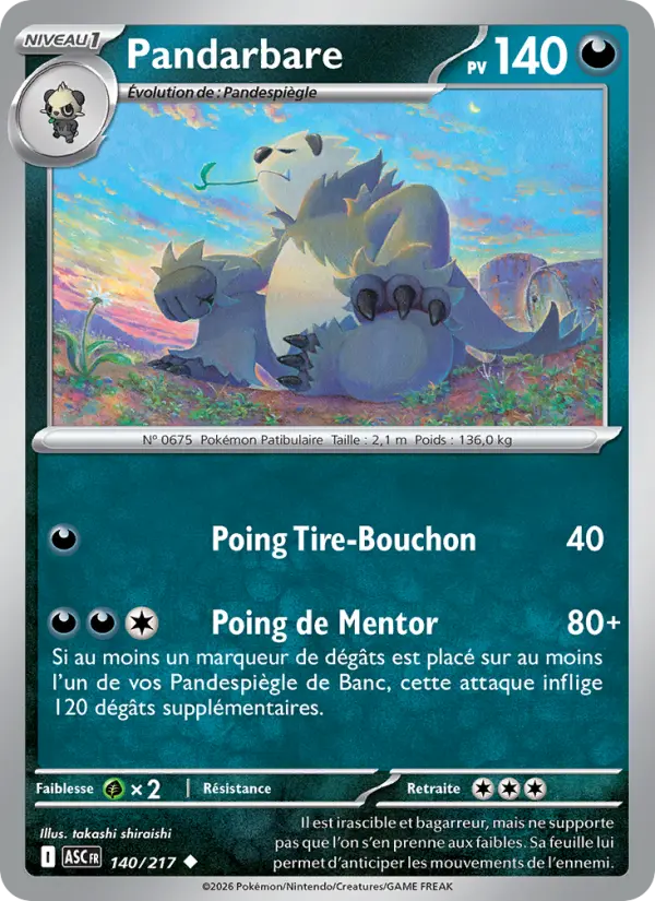 Pandarbare — Carte Pokémon 140 Héros Transcendants