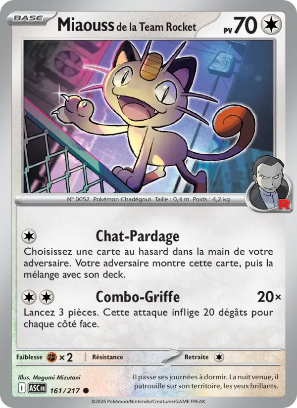 161/217 - Miaouss de la Team Rocket — Carte Pokémon Héros Transcendants 161/217