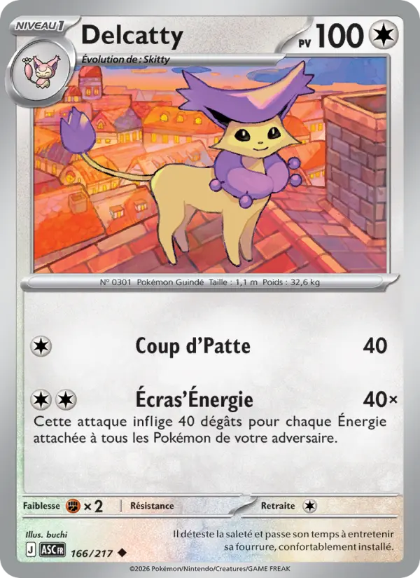 166/217 - Delcatty — Carte Pokémon Héros Transcendants 166/217