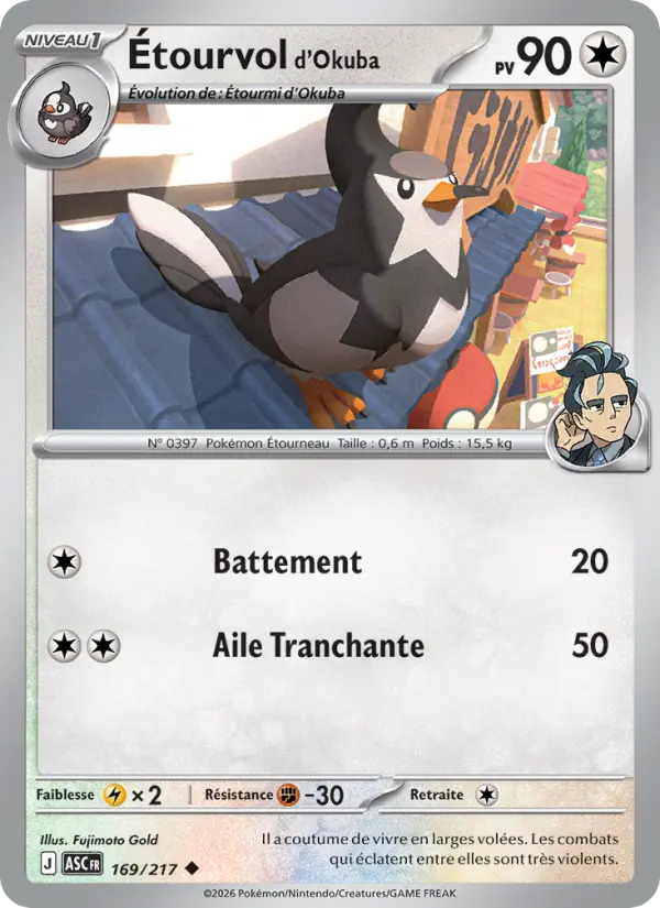169/217 - Étourvol d'Okuba — Carte Pokémon Héros Transcendants 169/217