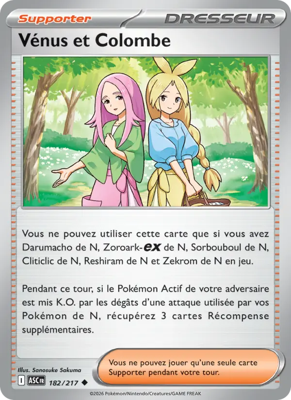 182/217 - Vénus et Colombe — Carte Pokémon Héros Transcendants 182/217