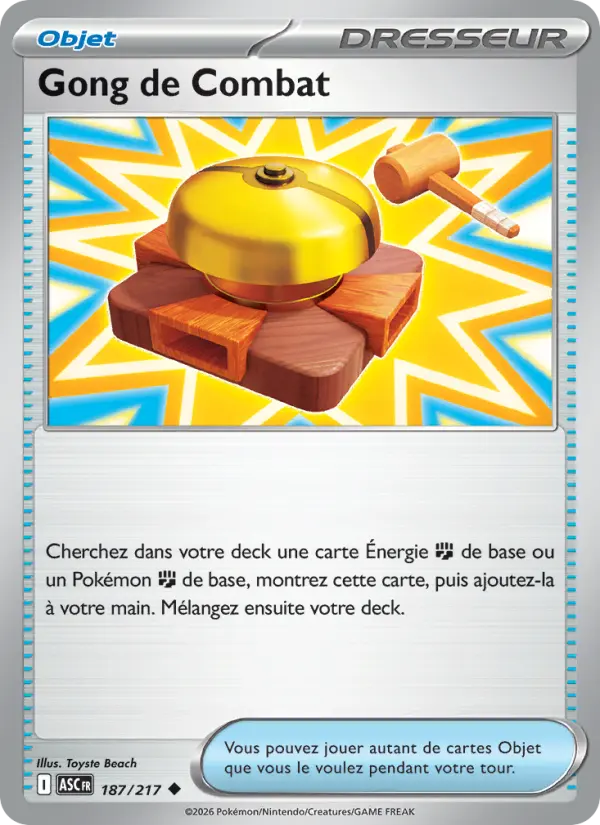 187/217 - Gong de Combat — Carte Pokémon Héros Transcendants 187/217
