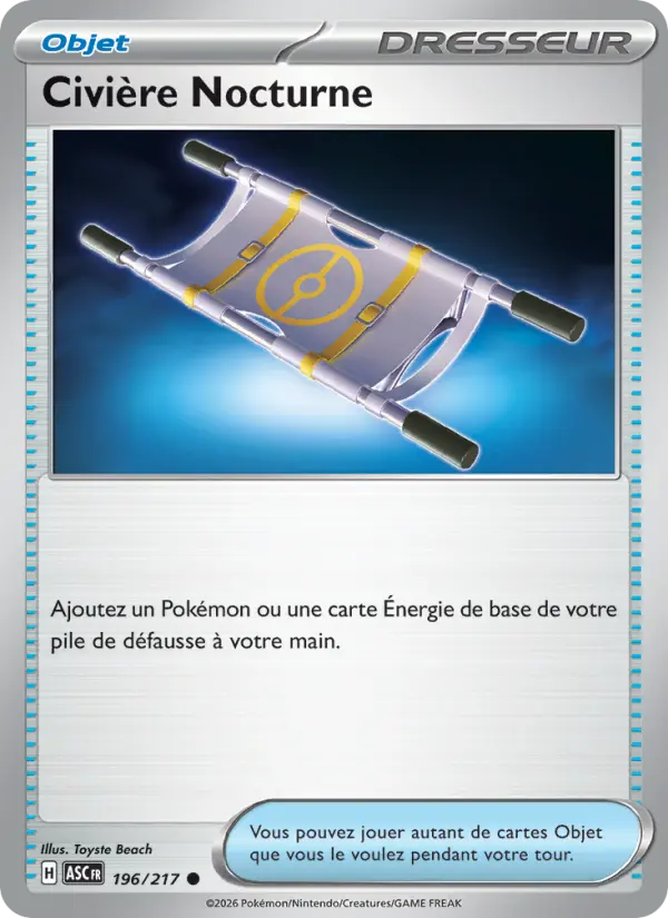 196/217 - Civière Nocturne — Carte Pokémon Héros Transcendants 196/217