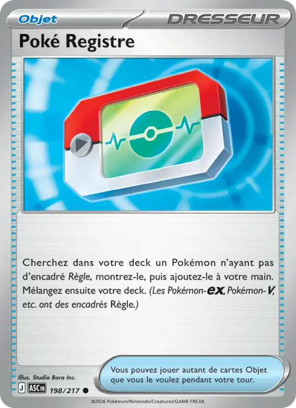 198/217 - Poké Registre — Carte Pokémon Héros Transcendants 198/217