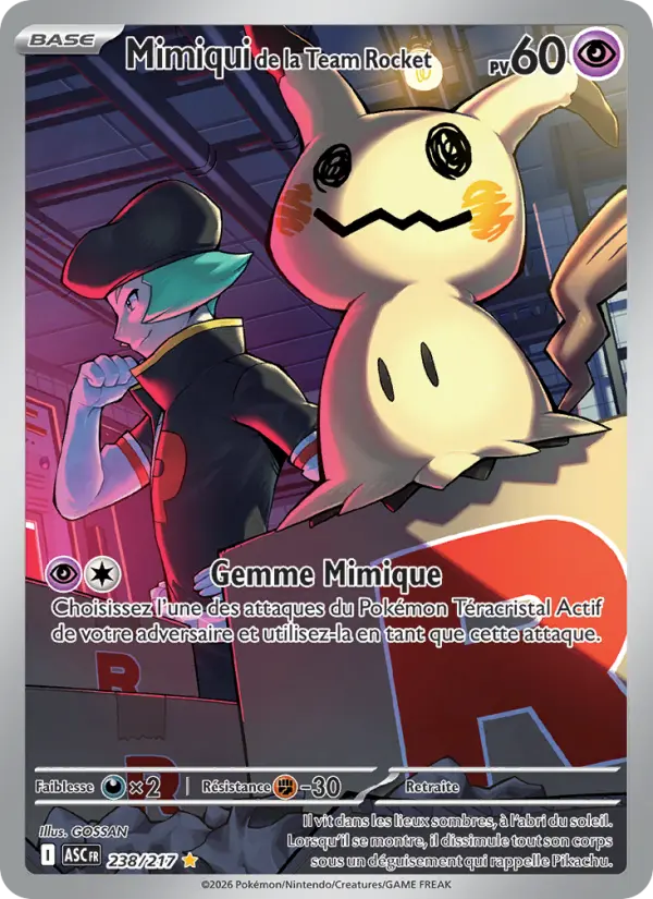 238/217 - Mimiqui de la Team Rocket — Carte Pokémon Héros Transcendants 238/217