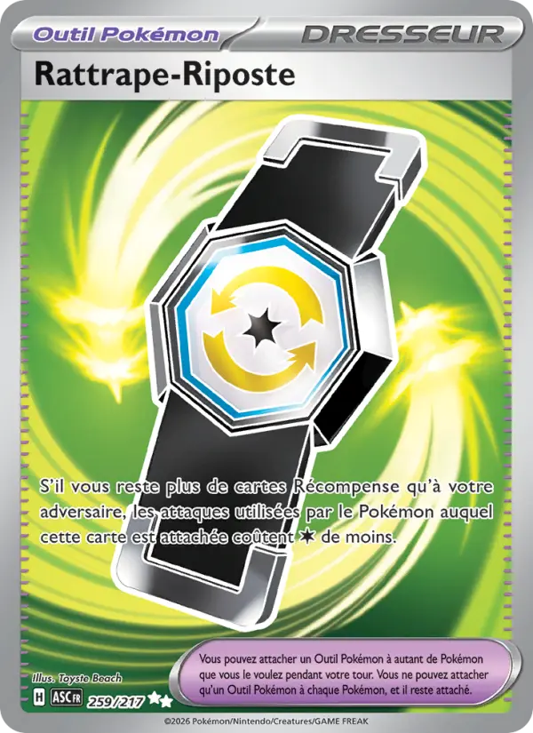 259/217 - Rattrape-Riposte — Carte Pokémon Héros Transcendants 259/217