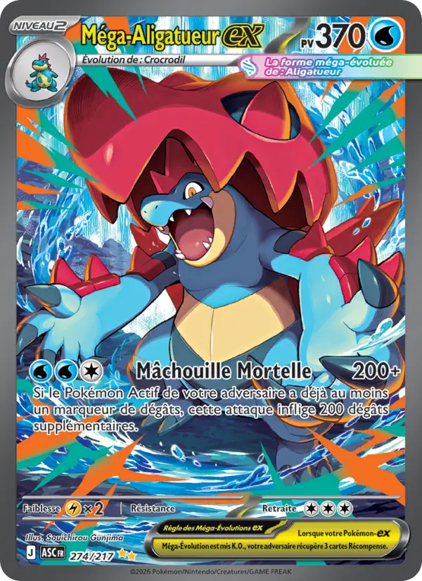274/217 - Méga-Aligatueur EX — Carte Pokémon Héros Transcendants 274/217