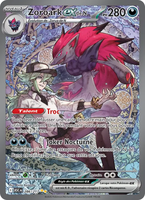 Zoroark-ex de N — Carte Pokémon 286 Héros Transcendants