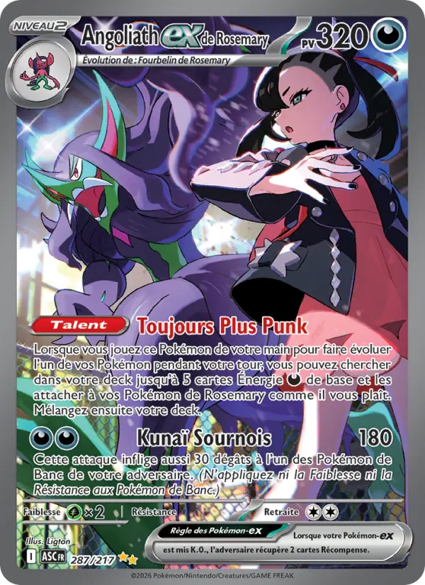 Angoliath-ex de Rosemary — Carte Pokémon 287 Héros Transcendants