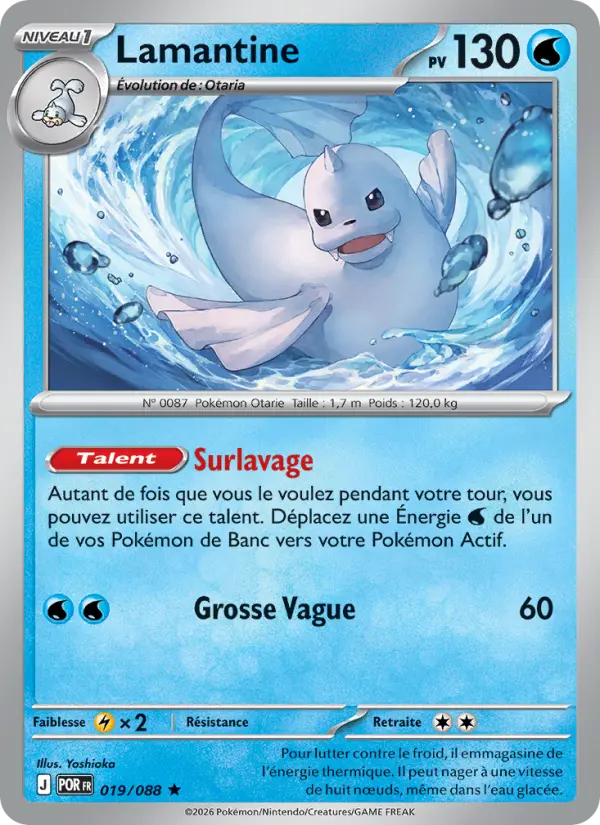 019/088 - Lamantine — Carte Pokémon Équilibre Parfait 019/88