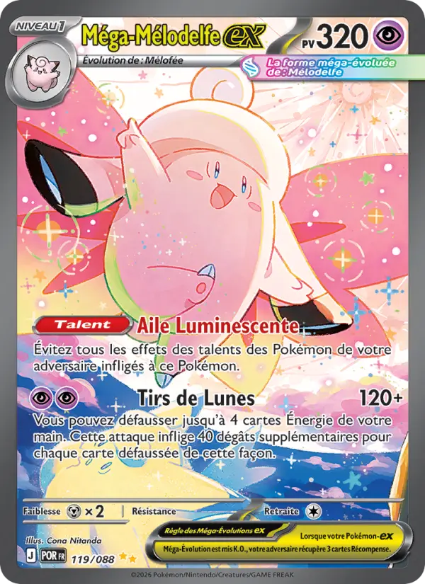 119/088 - Méga-Mélodelfe-ex — Carte Pokémon ME03 PlayShop