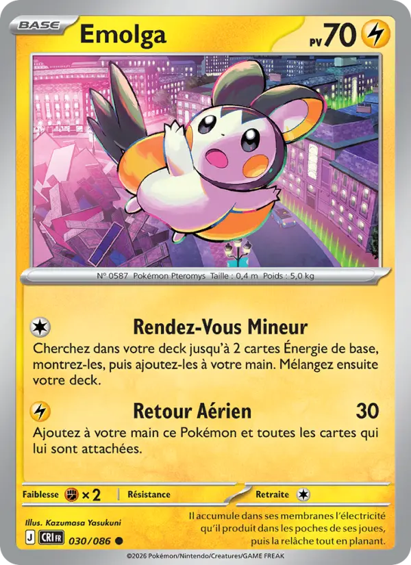 Emolga — Carte Pokémon 030 Chaos Ascendant