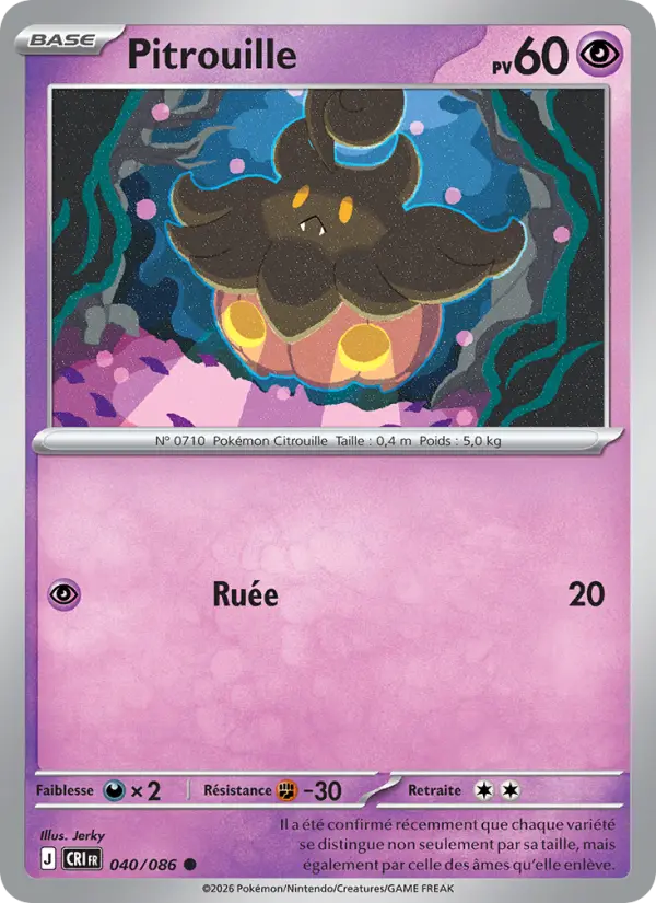 Pitrouille — Carte Pokémon 040 Chaos Ascendant
