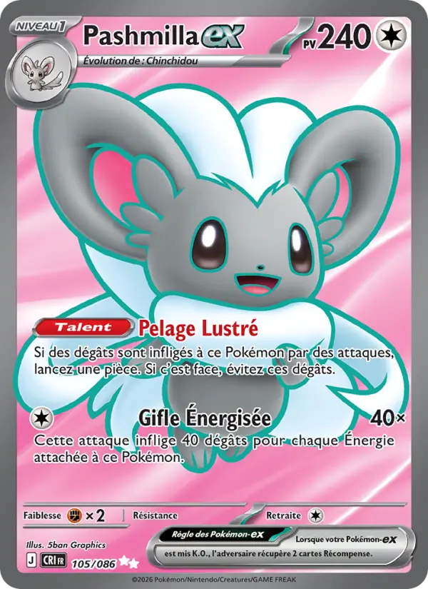 Pashmilla-ex — Carte Pokémon 105 Chaos Ascendant