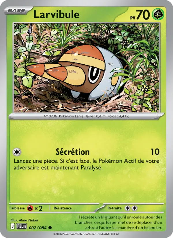 002/084 - Larvibule — Carte Pokémon Nuit Noire 002/84