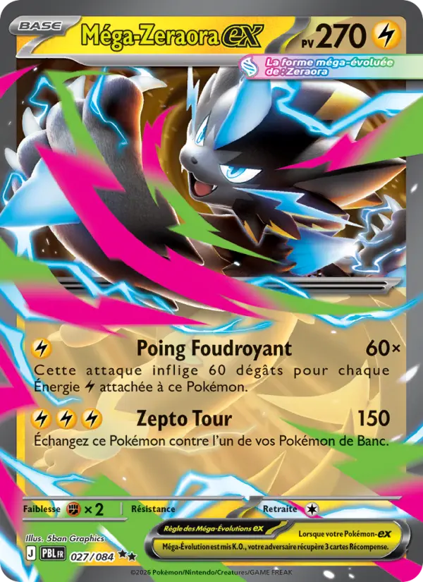027/084 - Méga-Zeraora EX — Carte Pokémon Nuit Noire 027/84