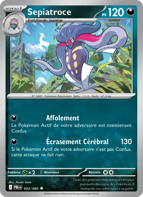 052/084 - Sepiatroce — Carte Pokémon Nuit Noire 052/84