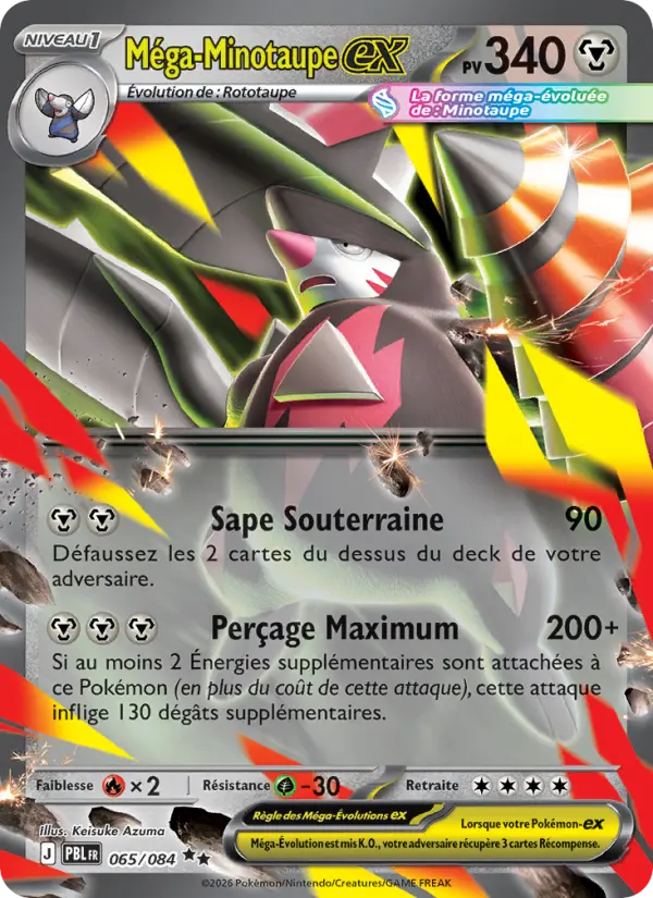 065/084 - Méga-Minotaupe EX — Carte Pokémon Nuit Noire 065/84