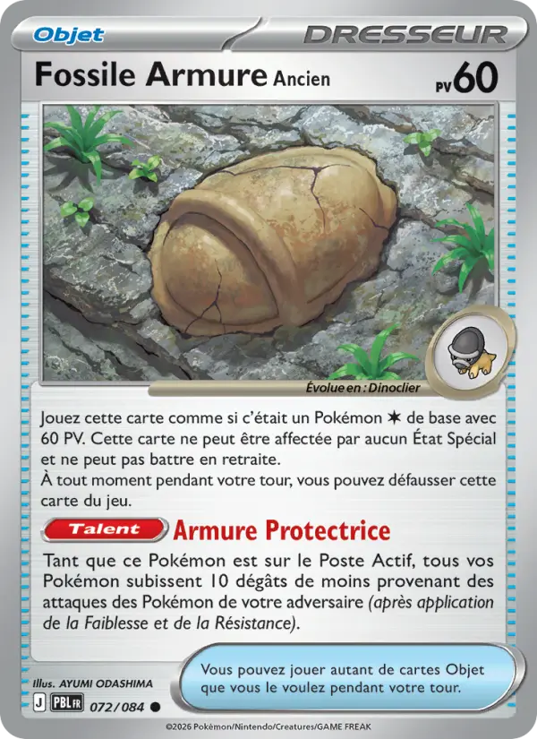 072/084 - Fossile Armure Ancien — Carte Pokémon Nuit Noire 072/84
