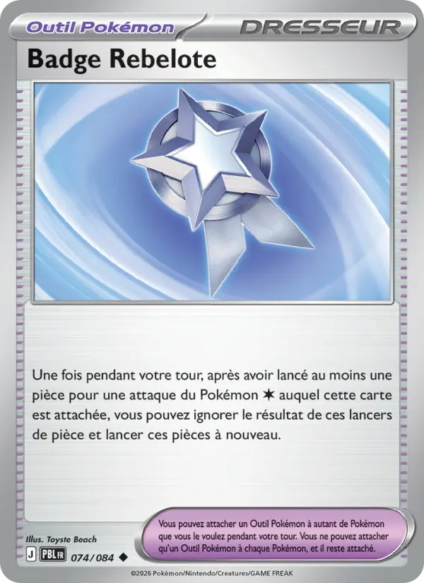 074/084 - Badge Rebelote — Carte Pokémon Nuit Noire 074/84
