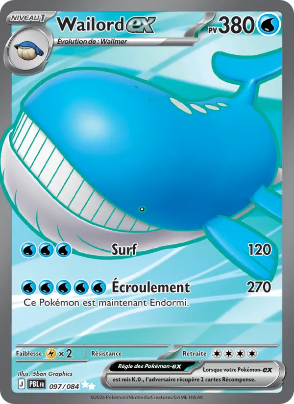 Wailord-ex — Carte Pokémon 097 Nuit Noire