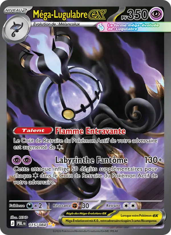 Méga-Lugulabre-ex — Carte Pokémon 115 Nuit Noire