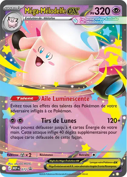 MEP072 - Méga-Mélodelfe EX — Carte Pokémon MEP Black Star Promos 072/