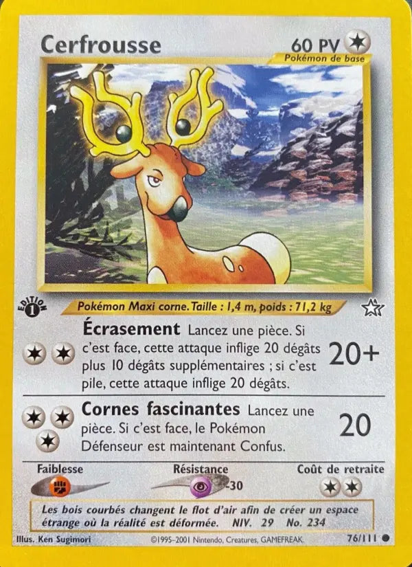 Cerfrousse — Carte Pokémon 76 Neo Genesis