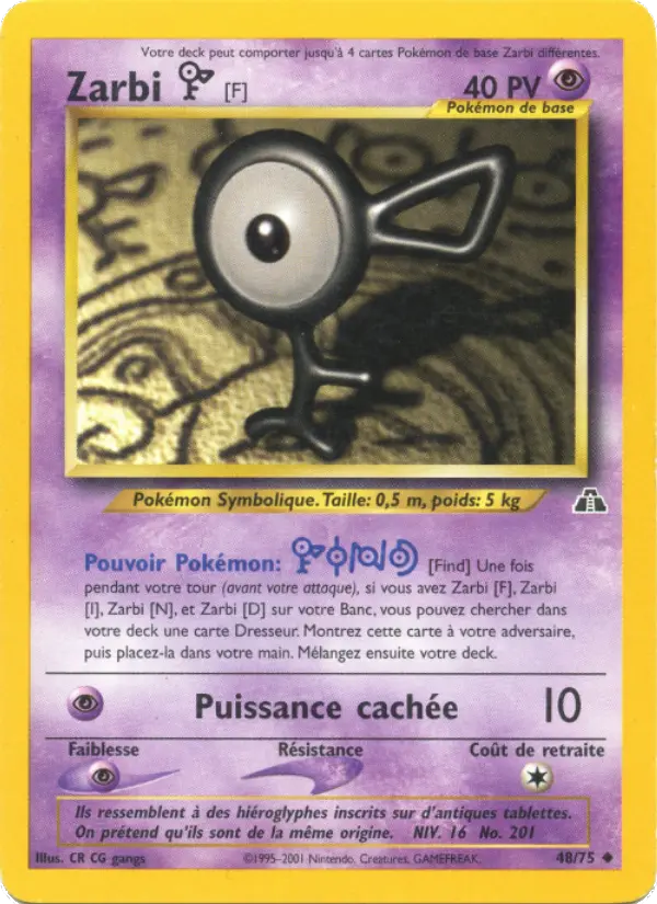 Zarbi F — Carte Pokémon 48 Neo Discovery