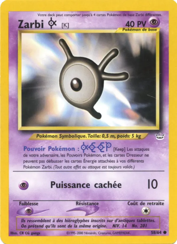 Zarbi K — Carte Pokémon 58 Neo Revelation