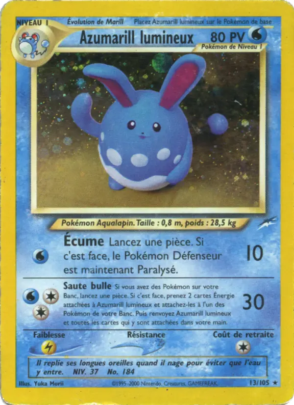 Azumarill lumineux — Carte Pokémon 13 Neo Destiny