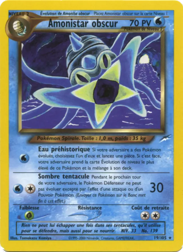 Amonistar obscur — Carte Pokémon 19 Neo Destiny