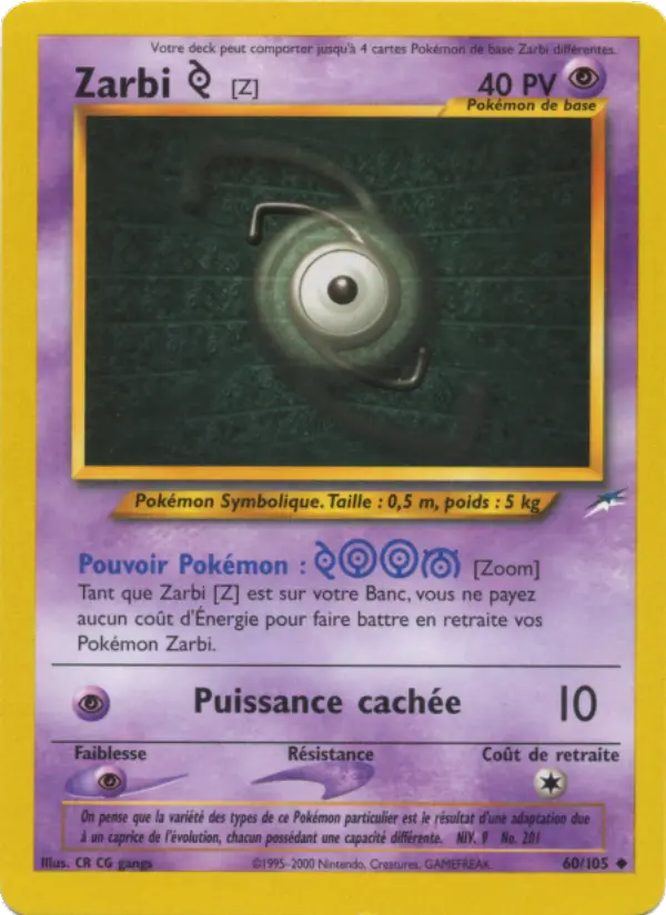 060/105 - Zarbi Z — Carte Pokémon Neo Destiny 60/105