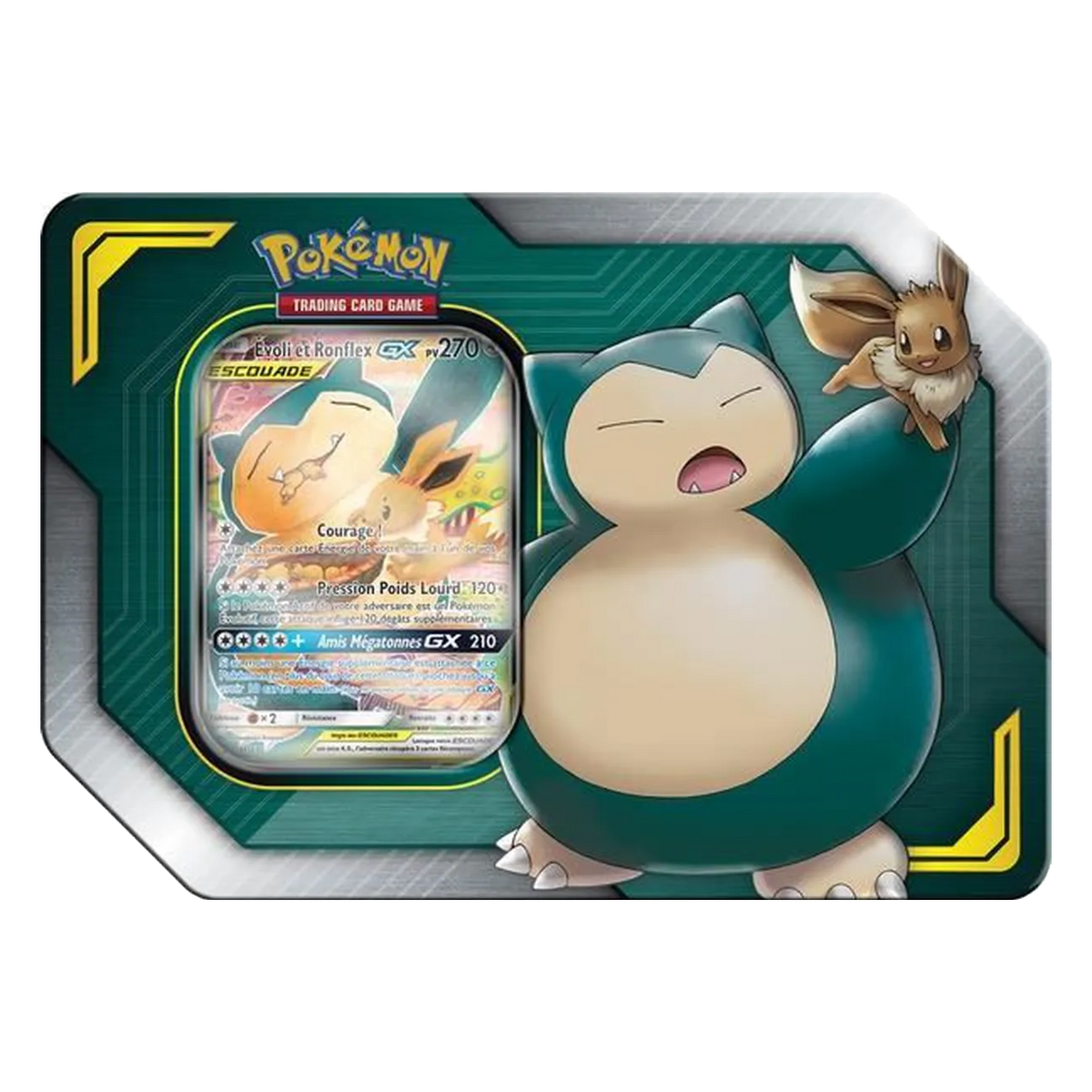 Pokébox - Escouade / Évoli et Ronflex-GX, boîte en métal, édition française