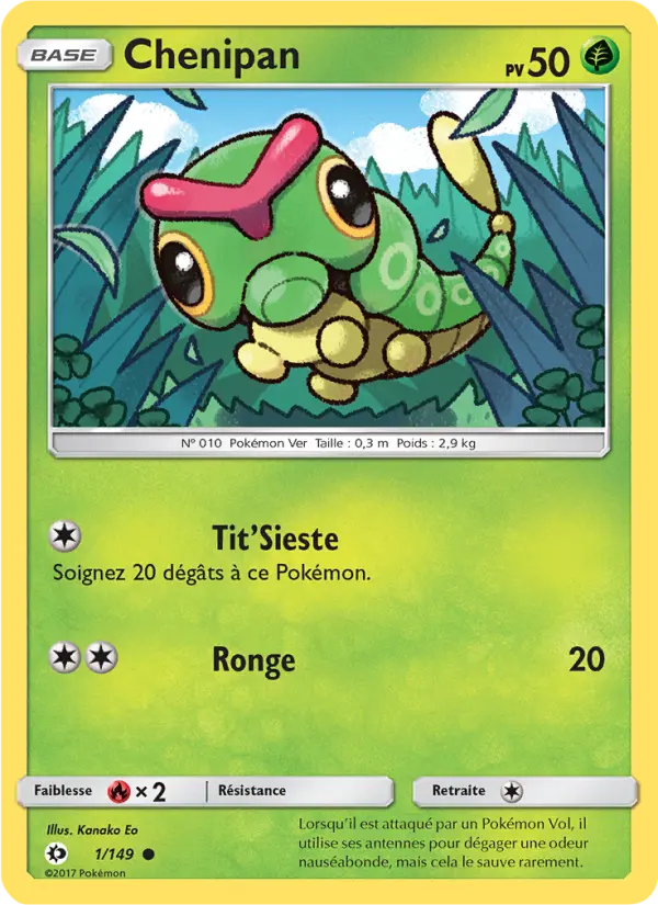 001/149 - Chenipan — Carte Pokémon Soleil et Lune 1/149