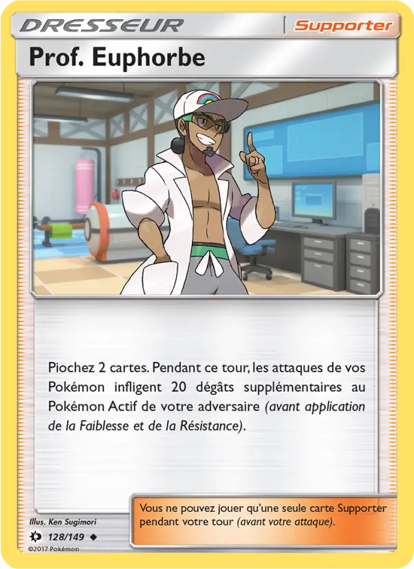 128/149 - Prof. Euphorbe — Carte Pokémon Soleil et Lune 128/149
