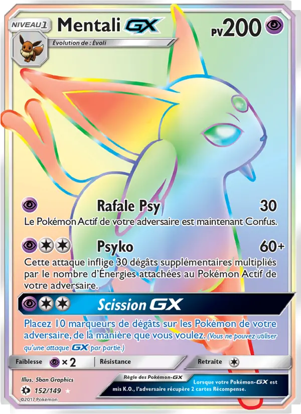 152/149 - Mentali GX — Carte Pokémon Soleil et Lune 152/149