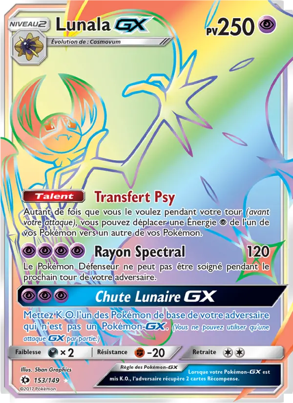 Lunala GX — Carte Pokémon 153 Soleil et Lune