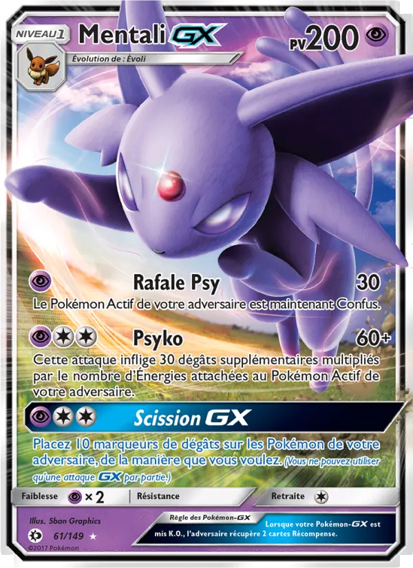 061/149 - Mentali GX — Carte Pokémon Soleil et Lune 61/149