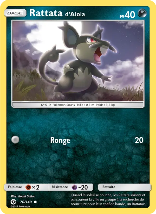 Rattata d’Alola — Carte Pokémon 76 Soleil et Lune