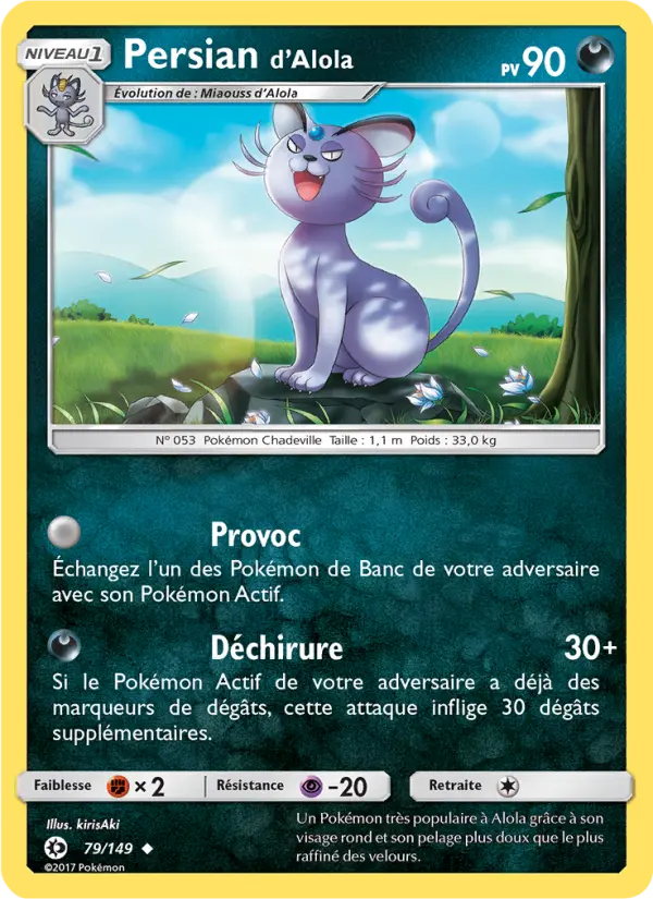 079/149 - Persian d’Alola — Carte Pokémon Soleil et Lune 79/149