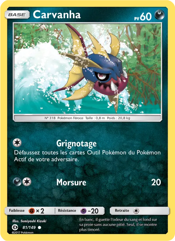 081/149 - Carvanha — Carte Pokémon Soleil et Lune 81/149